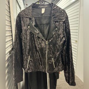 Weissman Black Sequin Leather Jacket